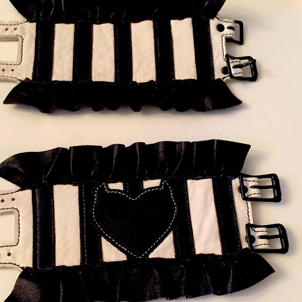 Soft leather wrist cuff set retro stripes 😈 💜 Beetlejuice